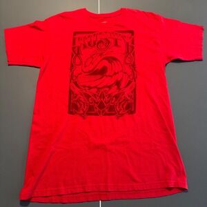 Rusty Mens Graphic T-Shirt Red Cotton Short Sleeve Surf Skate Tee Large